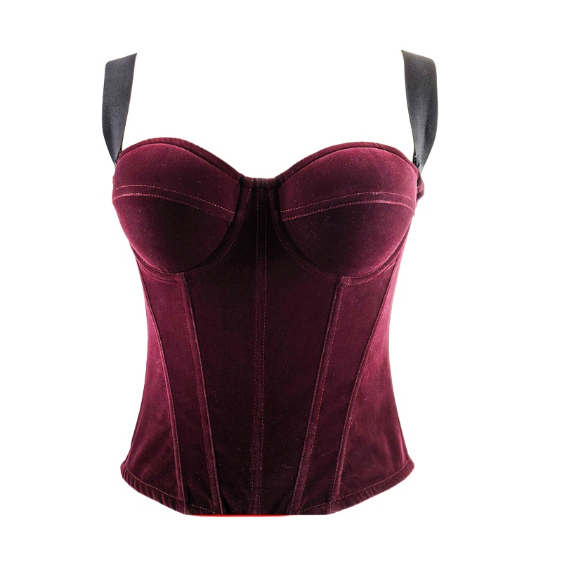 Womens Velvet Bustier Corset Top Body Shaper for Slimming Night Party Wear